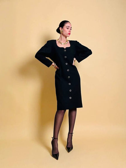 Tubino nero con bottoni gioiello “Yves Saint Laurent”