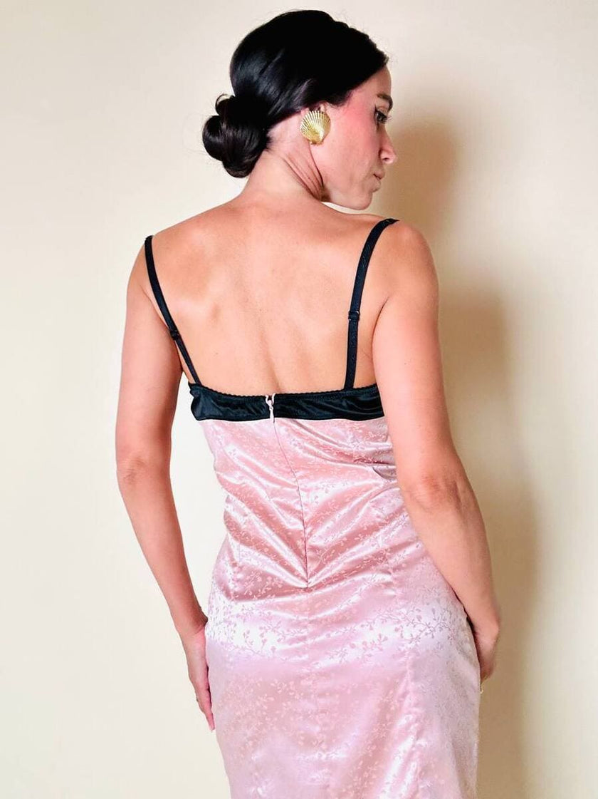 Tubino in raso Jacquard rosa con motivi floreali “Dolce & Gabbana”