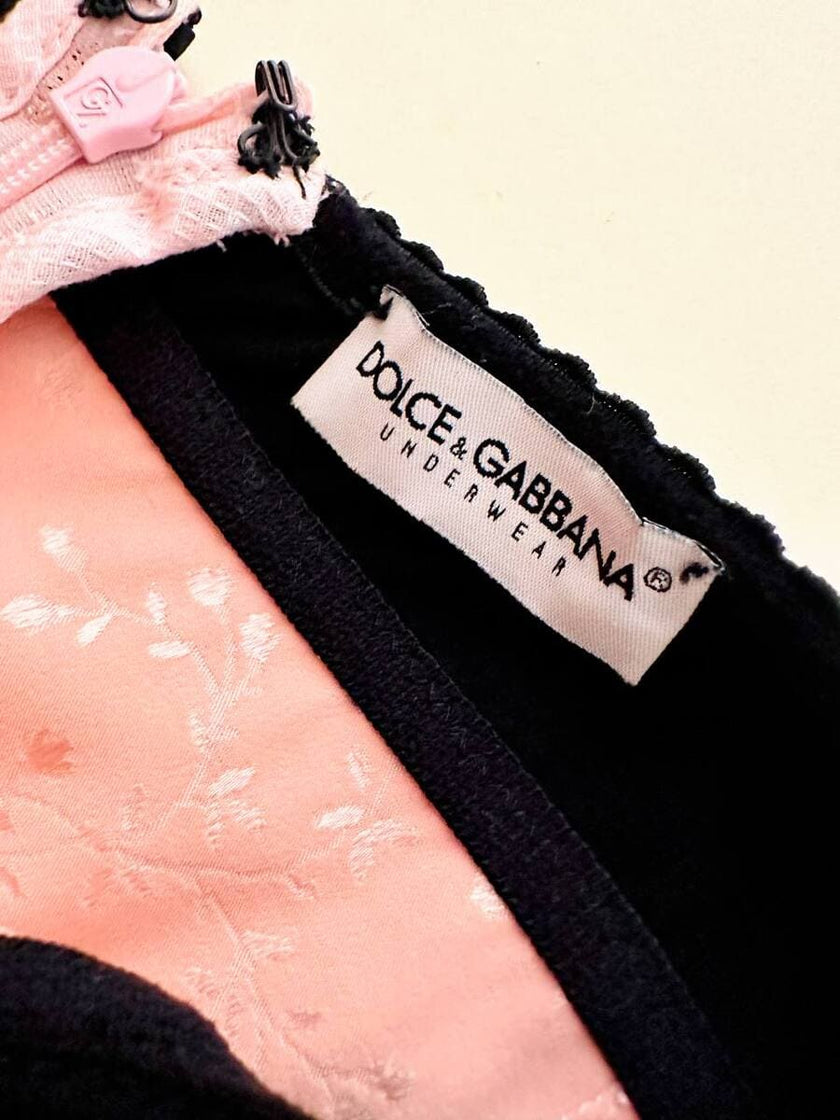 Tubino in raso Jacquard rosa con motivi floreali “Dolce & Gabbana”