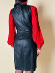 Tubino smanicato in pelle nera stretch