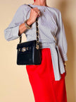 Blusa incrociata in cotone bianco a righe azzurre “P.A.R.O.S.H.”