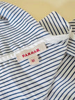 Blusa incrociata in cotone bianco a righe azzurre “P.A.R.O.S.H.”