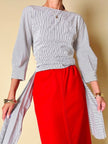 Blusa incrociata in cotone bianco a righe azzurre “P.A.R.O.S.H.”