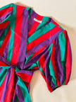 Wrap dress a righe multicolor con fusciacca in coordinato “Yves Saint Laurent”