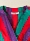 Wrap dress a righe multicolor con fusciacca in coordinato “Yves Saint Laurent”