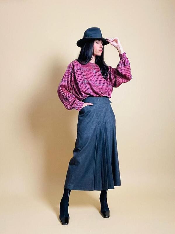 Wrap skirt in lana grigia