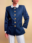 Blazer Yves Saint Laurent blu navy con maxi bottoni oro