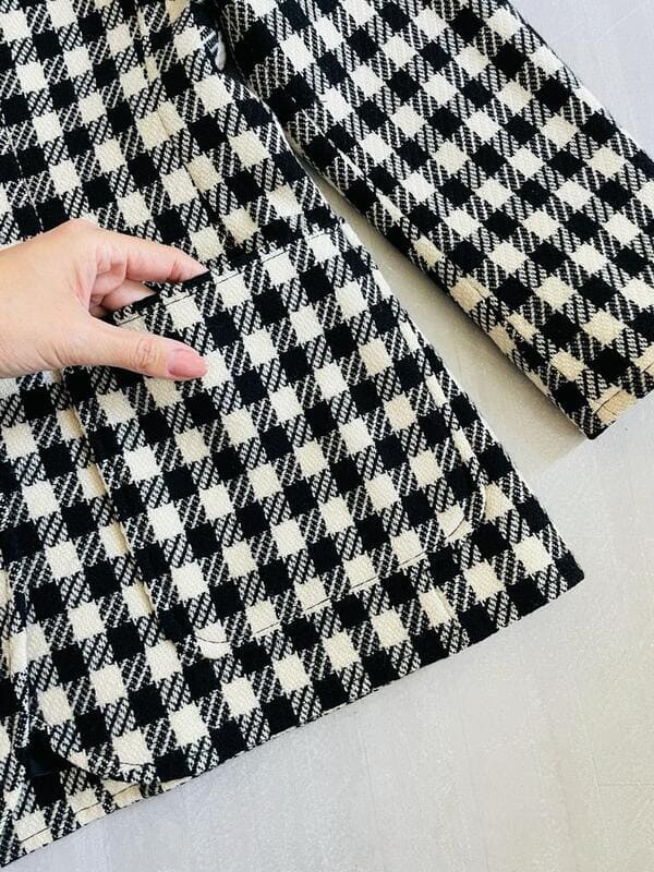 Blazer a scacchi bianchi e neri Yves Saint Laurent