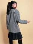 Blazer in lana pied de poule con colletto in corduroy