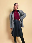 Blazer in lana pied de poule con colletto in corduroy