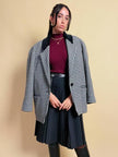 Blazer in lana pied de poule con colletto in corduroy