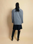 Blazer in lana pied de poule con colletto in corduroy