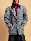 Blazer in lana pied de poule con colletto in corduroy