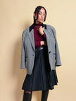 Blazer in lana pied de poule con colletto in corduroy