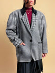 Blazer in lana pied de poule con colletto in corduroy