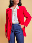 Blazer in seta rossa con bottoni oro