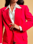 Blazer in seta rossa con bottoni oro