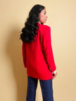 Blazer in seta rossa con bottoni oro