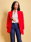 Blazer in seta rossa con bottoni oro