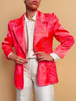 Blazer Yves Saint Laurent in seta Jaquard damascata rosa geranio