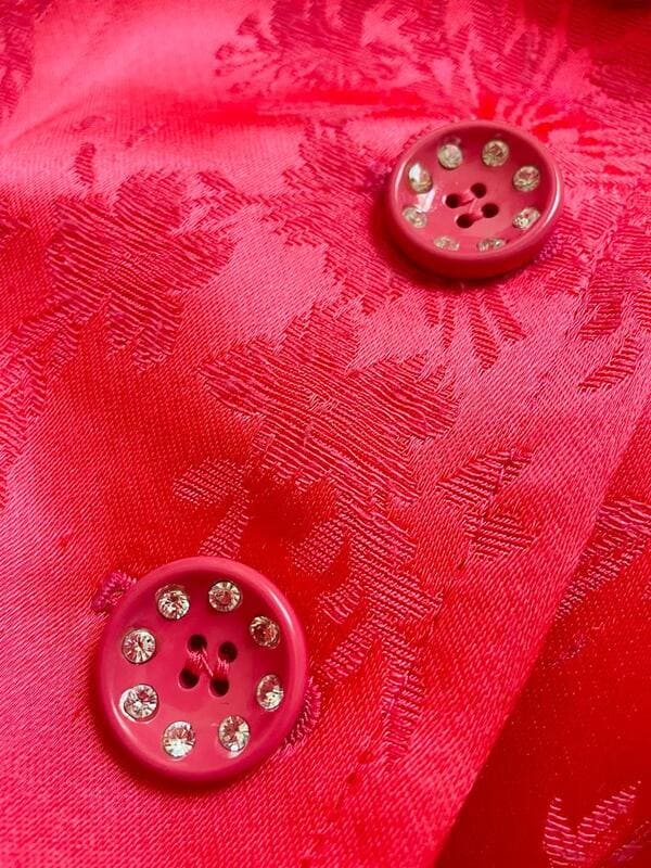 Blazer Yves Saint Laurent in seta Jaquard damascata rosa geranio