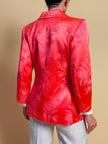 Blazer Yves Saint Laurent in seta Jaquard damascata rosa geranio