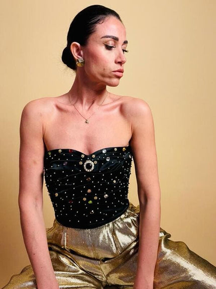 Bustier prezioso con strass multicolor