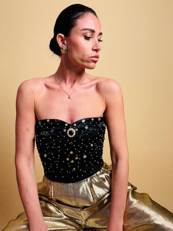 Bustier prezioso con strass multicolor