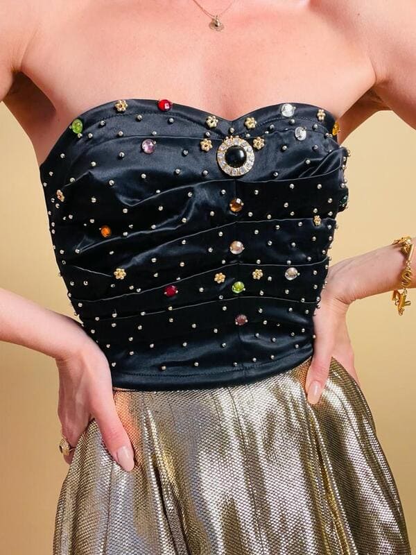 Bustier prezioso con strass multicolor
