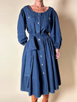 Abito chemisier Mister Luna in denim leggero con gonna a ruota e maniche a palloncino