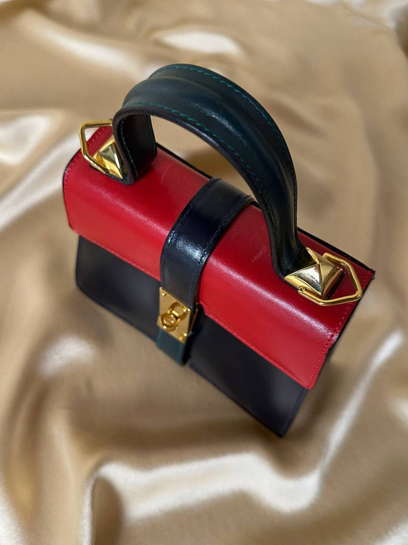 Mini bag modello Kelly in pelle multicolor Umberto Firenze