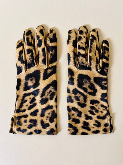 Guanti in pelle stampa leopardo “Roberto Cavalli”