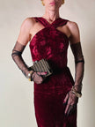 Abito lungo in velluto bordeaux “Evening Chic by Nancy Bracoloni”