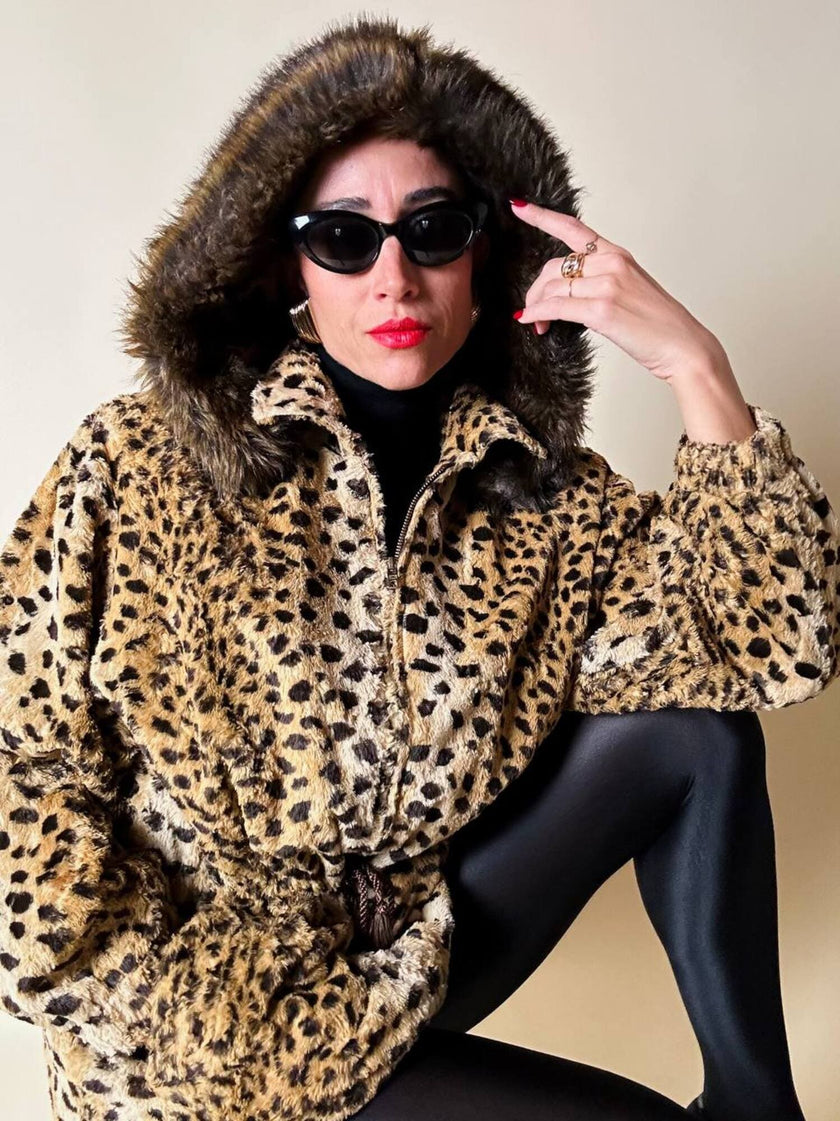 “Yves Saint Laurent” faux fur leopard print parka