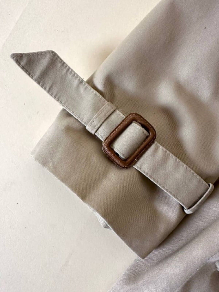 Trench in gabardine color corda con interno in lana rimovibile “Hazard”