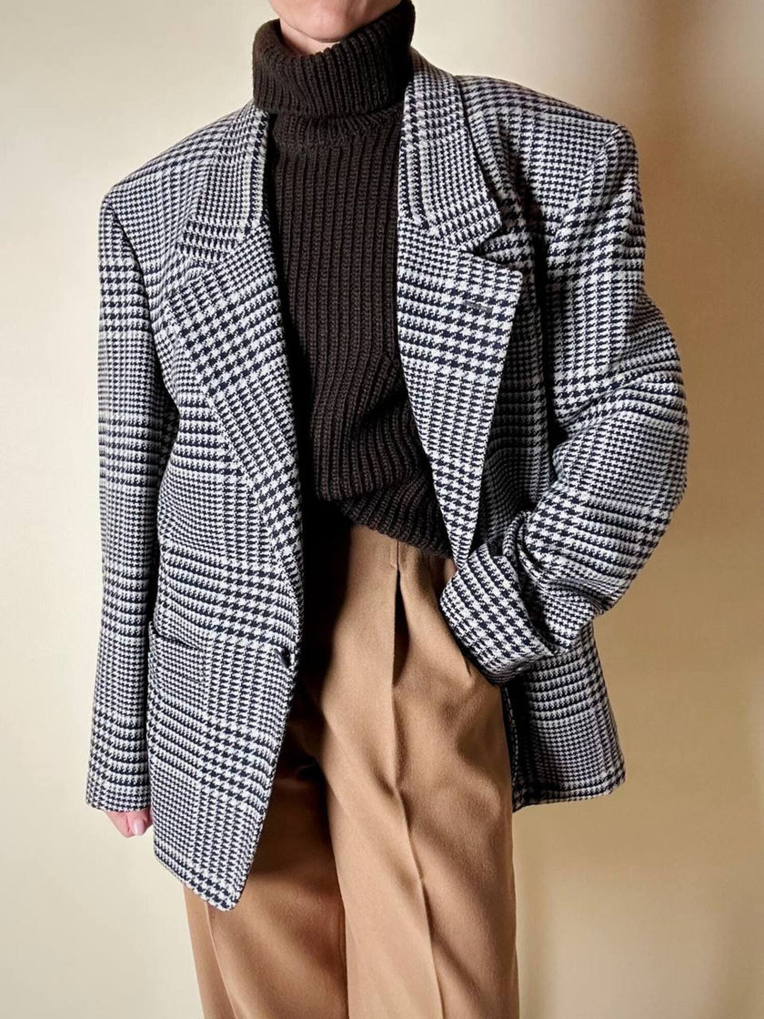Blazer vintage Gianni Versace in lana jacquard fantasia principe di Galles