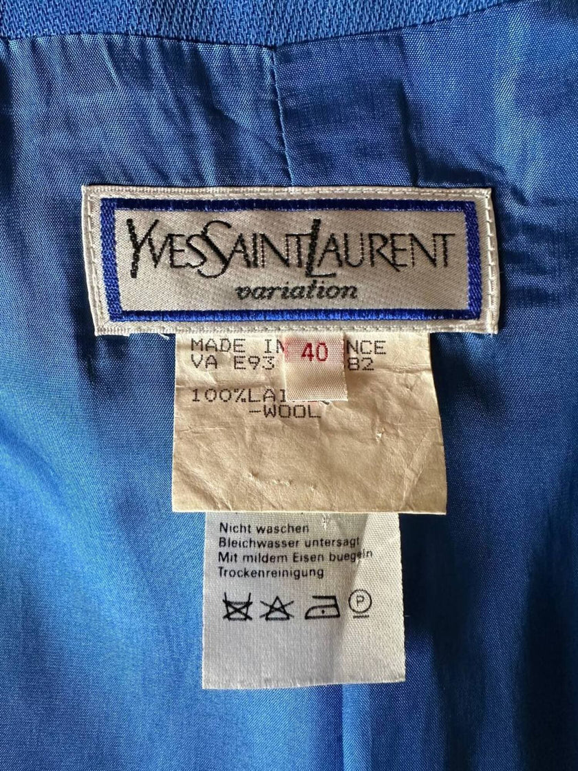 Blazer vintage Yves Saint Laurent in lana blu cobalto
