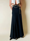 Gonna lunga in crepe nero “Yves Saint Laurent”