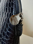 Vintage Versace Tasche aus schwarzem Leder mit Krokodilprägung