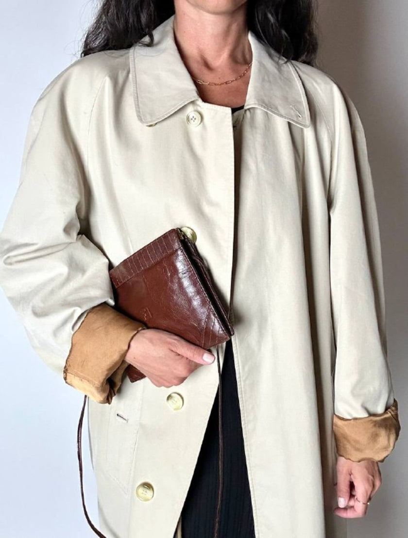 Borsa bandoulière vintage Fendi in pelle marrone mogano con logo a rilievo