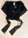 Top incrociato in organza nera con ricamo in perline “Per Te By Krizia”