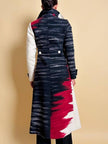 Cappotto redingote in lana fantasia astratta