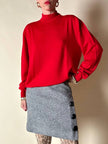 Lupetto in lana rossa con logo ricamato “Yves Saint Laurent”