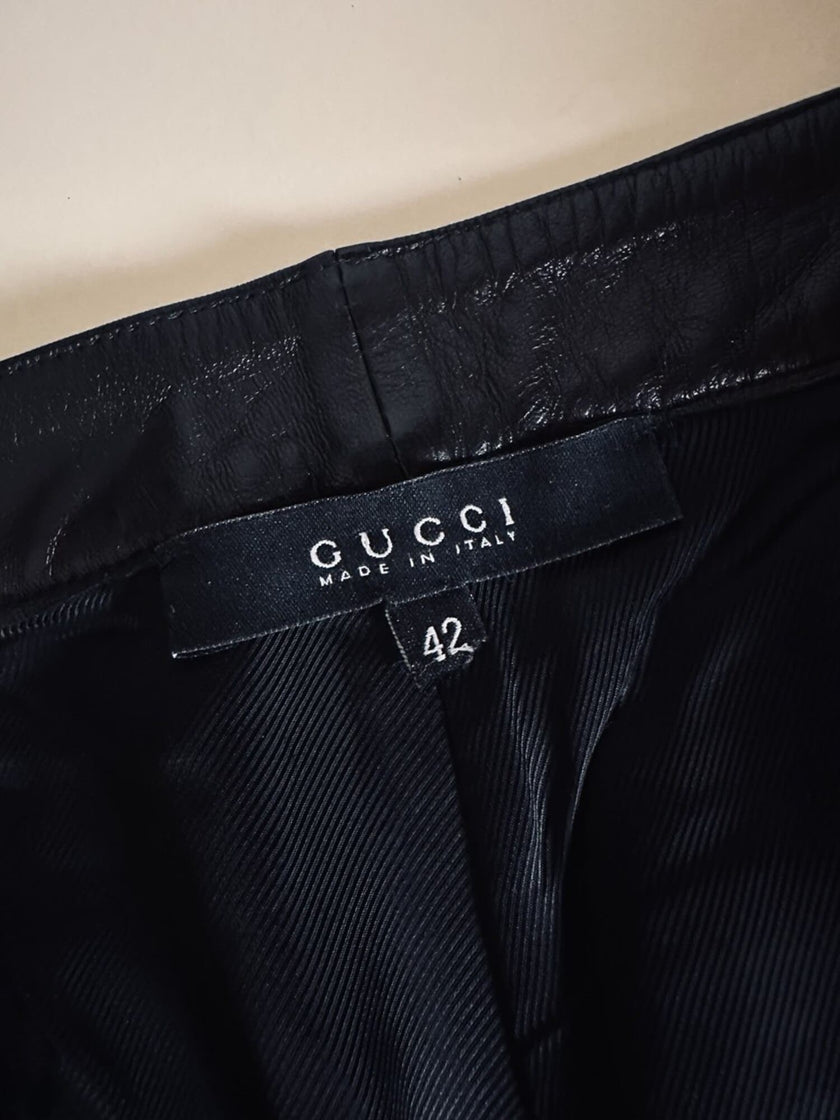 Pantalone vintage Gucci modello a sigaretta in pelle nera