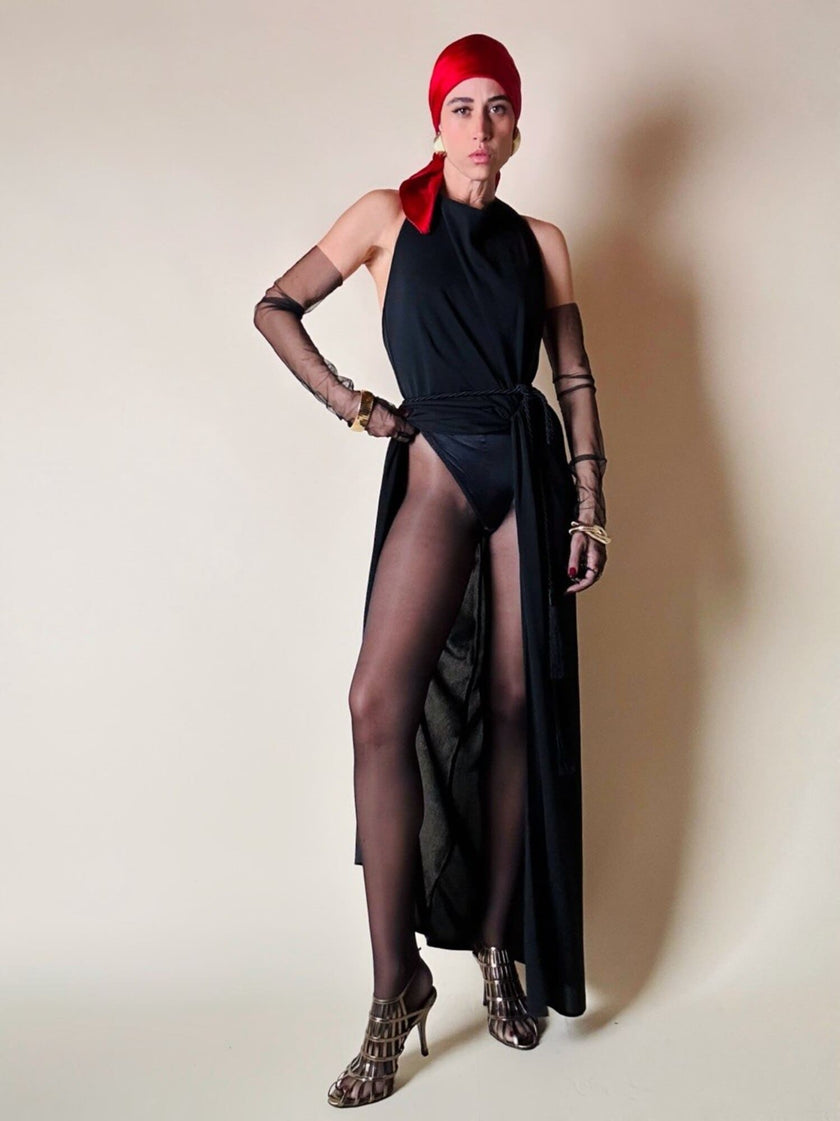 Vintage La Perla floor-length dress with a halter neckline and built-in bodysuit