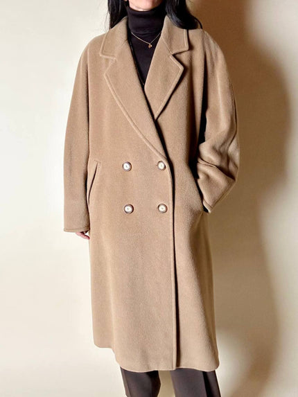 Cappotto vintage Marina Basic in lana e cachemire color cammello