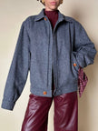 Bomber Yves Saint Laurent in lana grigio mélange con bottoni color cuoio