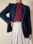 Blazer in lana blu con profili in gros grain “Gibò Firenze”