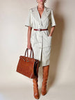 Maxi borsa in pelle stampa coccodrillo color cuoio