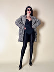 Giaccone vintage Fendissime in ecopelle bianca fantasia leopardo floccata nera